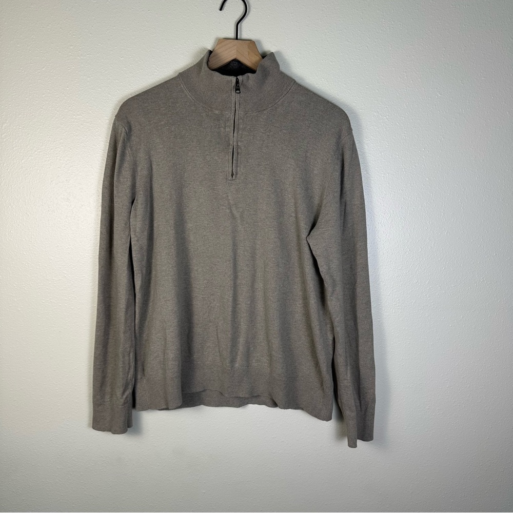 BANANA REPUBLIC Men's Cotton Cashmere 1/4 Zip-Up Gray Sweater